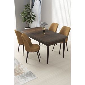 Dining Table & Chairs Set (5 Pieces) Nil - Baroque, Cappuccino vyobraziť