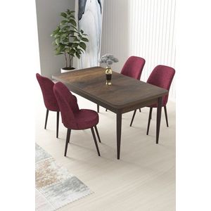 Dining Table & Chairs Set (5 Pieces) Nil - Baroque, Burgundy vyobraziť