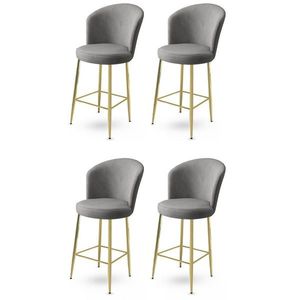 Bar Stool Set (4 Pieces) Fora - Grey, Gold vyobraziť