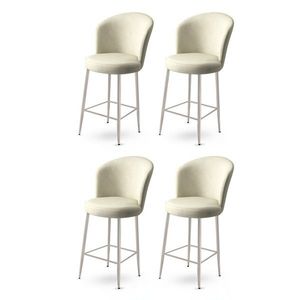 Bar Stool Set (4 Pieces) Fora - Cream, Chrome vyobraziť