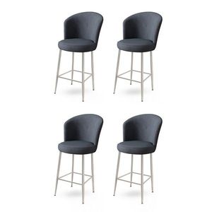 Bar Stool Set (4 Pieces) Fora - Anthracite, Chrome vyobraziť