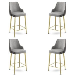 Bar Stool Set (4 Pieces) Enox - Grey, Gold vyobraziť