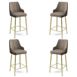 Bar Stool Set (4 Pieces) Enox - Cappuccino, Gold vyobraziť