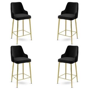 Bar Stool Set (4 Pieces) Enox - Black, Gold vyobraziť