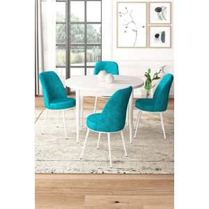 Dining Table & Chairs Set (5 Pieces) Tor - White, Turquoise vyobraziť