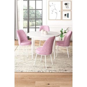Dining Table & Chairs Set (5 Pieces) Tor - White, Pink vyobraziť