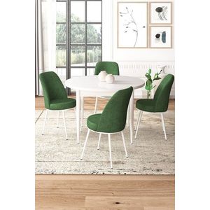 Dining Table & Chairs Set (5 Pieces) Tor - White, Khaki vyobraziť
