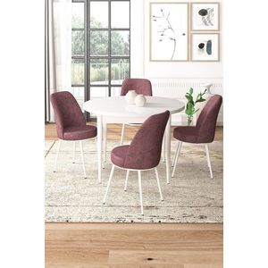 Dining Table & Chairs Set (5 Pieces) Tor - White, Dusty Rose vyobraziť