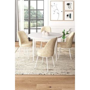Dining Table & Chairs Set (5 Pieces) Tor - White, Cream vyobraziť