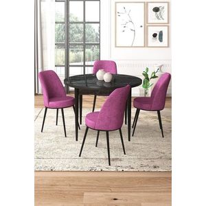 Dining Table & Chairs Set (5 Pieces) Tor - Black Marble, Purple vyobraziť