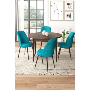 Dining Table & Chairs Set (5 Pieces) Tor - Baroque, Turquoise vyobraziť
