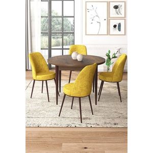 Dining Table & Chairs Set (5 Pieces) Tor - Baroque, Mustard vyobraziť