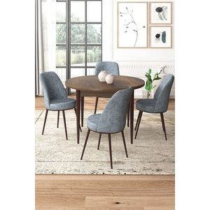 Dining Table & Chairs Set (5 Pieces) Tor - Baroque, Grey vyobraziť