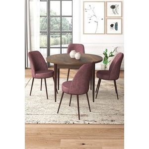 Dining Table & Chairs Set (5 Pieces) Tor - Baroque, Dusty Rose vyobraziť