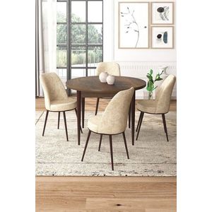 Dining Table & Chairs Set (5 Pieces) Tor - Baroque, Cream vyobraziť