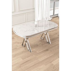 Jedálenský stôl Zae - White Marble, Chrome vyobraziť