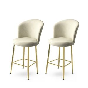 Bar Stool Set (2 Pieces) Fora - Cream, Gold vyobraziť