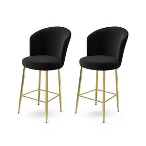 Bar Stool Set (2 Pieces) Fora - Black, Gold vyobraziť