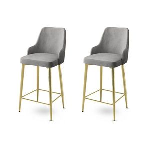 Bar Stool Set (2 Pieces) Enox - Grey, Gold vyobraziť