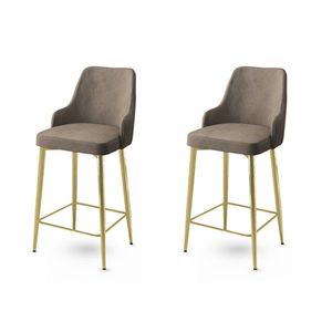 Bar Stool Set (2 Pieces) Enox - Cappuccino, Gold vyobraziť