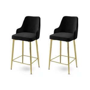 Bar Stool Set (2 Pieces) Enox - Black, Gold vyobraziť