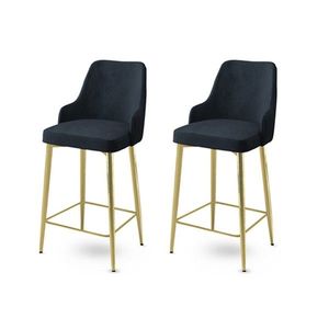 Bar Stool Set (2 Pieces) Enox - Anthracite, Gold vyobraziť