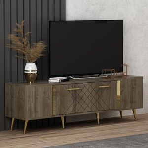 TV stolík Detas - Walnut, Gold vyobraziť