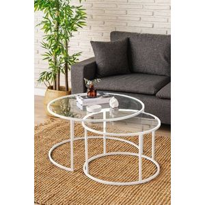 Konferenčný stolík Belarus 80 - White, Transparent vyobraziť