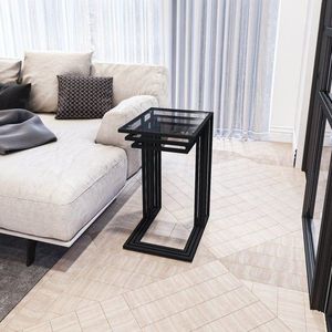 Sada odkladacích stolíkov (3 kusy) İbiza - Black, Smoked Glass vyobraziť