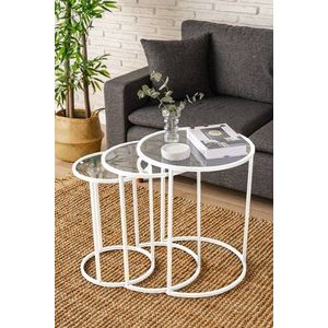 Sada odkladacích stolíkov (3 kusy) Alya - White, Transparent vyobraziť