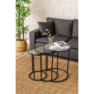 Sada odkladacích stolíkov (3 kusy) Alya - Black, Transparent vyobraziť