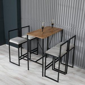 Bar Table & Stool Set (5 Pieces) Nordic - Cream vyobraziť