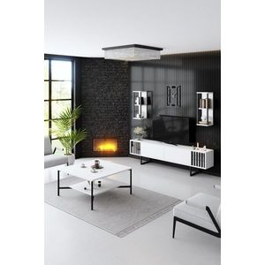Living Room Furniture Set Chrome Line Set - White, Black vyobraziť