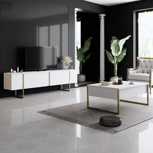Living Room Furniture Set Luxe Set - White, Gold vyobraziť