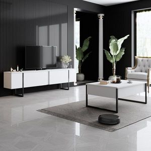 Living Room Furniture Set Luxe Set - White, Black vyobraziť