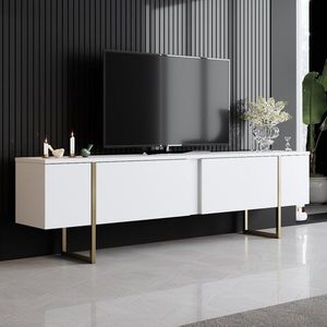 TV stolík Luxe - White, Gold vyobraziť