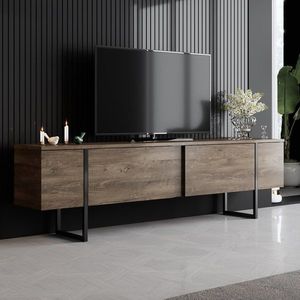 TV stolík Luxe - Walnut, Black vyobraziť