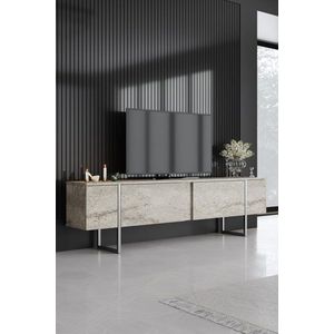 TV stolík Luxe - Travertine, Silver vyobraziť