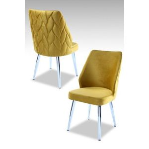 Súprava stoličiek (4 kusy) Pufi - Yellow, Chrome vyobraziť