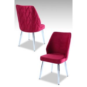 Súprava stoličiek (4 kusy) Pufi - Tile Red, Chrome vyobraziť