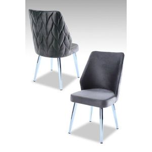 Súprava stoličiek (4 kusy) Pufi - Grey, Chrome vyobraziť