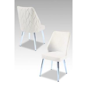 Súprava stoličiek (4 kusy) Pufi - Cream, Chrome vyobraziť