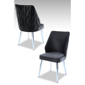 Súprava stoličiek (2 kusy) Pufi - Black, Chrome vyobraziť