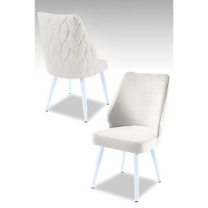 Súprava stoličiek (2 kusy) Pufi - Cream, White vyobraziť