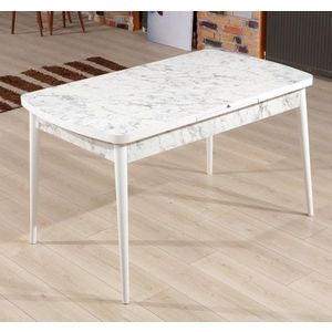 Extendable Dining Table Carrara - White, Grey vyobraziť