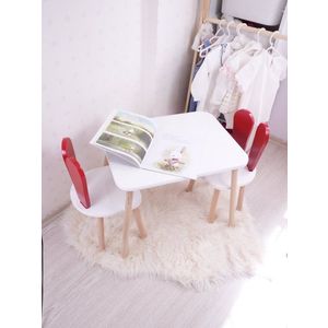 Kid's Table Set Bunny Two Chair Set - Red, White vyobraziť