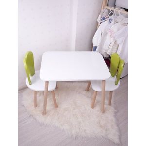 Kid's Table Set Bunny Two Chair Set - Pistachio Green, White vyobraziť