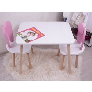 Kid's Table Set Bunny Two Chair Set - Pink, White vyobraziť
