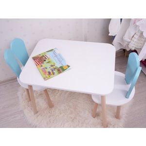 Kid's Table Set Bunny Two Chair Set - Baby Blue, White vyobraziť