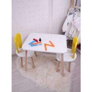 Kid's Table Set Bunny One Chair Set - Yellow, White vyobraziť